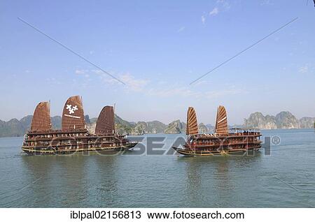Two junks, Halong Bay, Vietnam, Southeast Asia, Asia View Large Photo Image Stock Image - Two junks, Halong Bay, Vietnam, Southeast Asia, Asia. Fotosearch