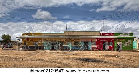 Stock Photo - Typical small shops along the B3 rural road from Nakuru to Nairobi, Kenya, East Africa, Africa, PublicGround, Africa. Fotosearch