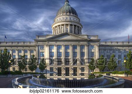 Utah State Capitol Building with reflecting pool and fountain, Salt Lake City, Utah, USA, North America View Large Photo Image Stock Photograph - Utah State Capitol Building with reflecting pool and fountain, Salt Lake City, Utah, USA, North America. Fotosearch