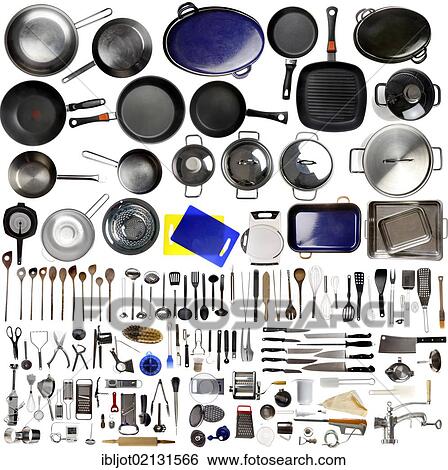 Stock Photograph - Various kitchen appliances, cooking tools and utensils. Fotosearch