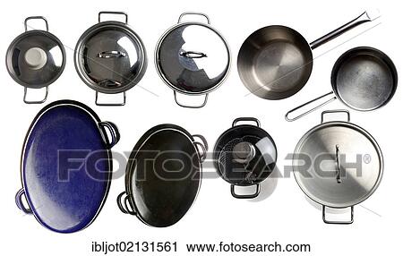 Various pots and pans, sauté pans and roasters View Large Photo Image Stock Image - Various pots and pans, sauté pans and roasters. Fotosearch