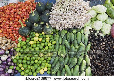 Stock Photo - Vegetables on the morning market, Luang Prabang, Laos, Indochina, Asia. Fotosearch