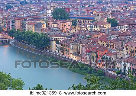 Verona with Adige river at dusk, Veneto, Italy, Europe View Large Photo Image Stock Photo - Verona with Adige river at dusk, Veneto, Italy, Europe. Fotosearch