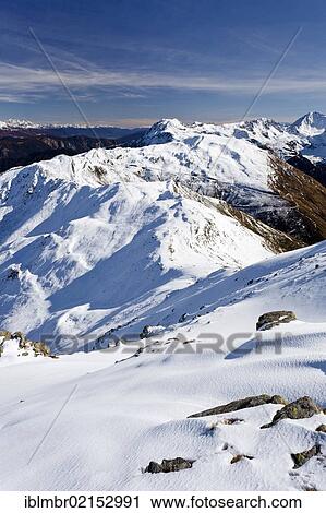 Stock Image - View from Roethenspitz Mountain over the Penser Joch Pass, Sarntal Valley, Alto Adige, Italy, Europe. Fotosearch