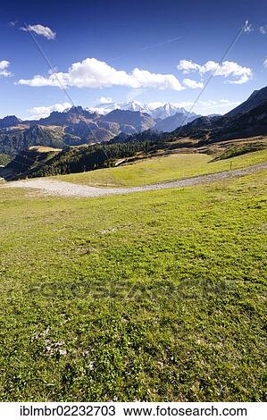 Stock Image - View from the Boeseekofel climbing route, Corvara, looking towards Marmolada Mountain, Dolomites, Trentino, Italy, Europe. Fotosearch