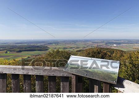 Stock Image - View from the lookout tower of Zabelstein Castle, Schweinfurter Land, Lower Franconia, Franconia, Bavaria, Germany, Europe. Fotosearch