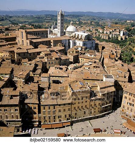 View from the Torre del Mangia to Piazza del Campo, Cathedral of Siena at back, Siena, Tuscany, Italy, Europe View Large Photo Image Stock Image - View from the Torre del Mangia to Piazza del Campo, Cathedral of Siena at back, Siena, Tuscany, Italy, Europe. Fotosearch