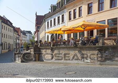 Stock Image - View of Domgasse and Liegenbank streets, Wurzen, Muldental district, Saxony, Germany, Europe. Fotosearch