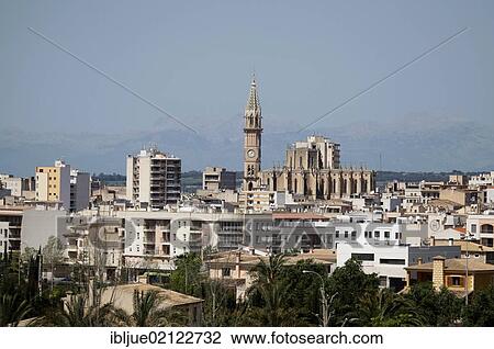 View of Manacor and the neo-Gothic church Dolores de Nostra Senyora, Nuestra Senyora dels Dolors, with its bell tower, Torre Rubi, 80 metres, Majorca, Balearic Islands, Spain, Europe View Large Photo Image Stock Image - View of Manacor and the neo-Gothic church Dolores de Nostra Senyora, Nuestra Senyora dels Dolors, with its bell tower, Torre Rubi, 80 metres, Majorca, Balearic Islands, Spain, Europe. Fotosearch