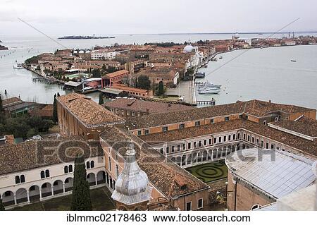 View over the island of San Giorgio Maggiore from St Mark's Campanile, Venice, Italy, Europe View Large Photo Image Stock Image - View over the island of San Giorgio Maggiore from St Mark's Campanile, Venice, Italy, Europe. Fotosearch