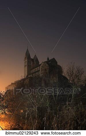 Stock Image - View towards the Collegiate Church, Limburg-Dietkirchen, Hesse, Germany, Europe. Fotosearch