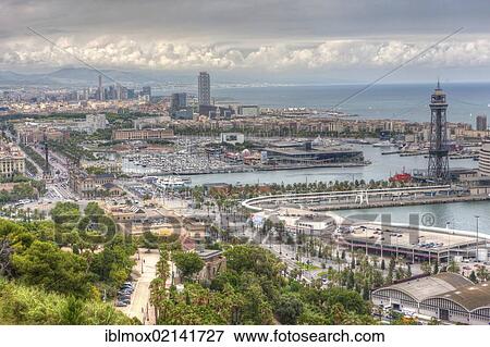 Views over Barcelona and the World Trade Centre, tower of Torre Jaume I, Barcelona, Catalonia, Spain, Europe, PublicGround, Europe View Large Photo Image Stock Photo - Views over Barcelona and the World Trade Centre, tower of Torre Jaume I, Barcelona, Catalonia, Spain, Europe, PublicGround, Europe. Fotosearch
