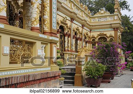 Stock Photo - Vinh Trang Pagoda, My Tho, Vietnam, Southeast Asia, Asia. Fotosearch