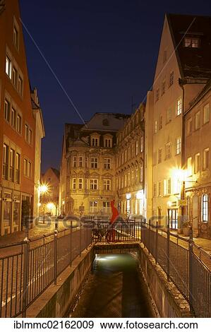 Vorderer Lech river, old town at night, Augsburg, Swabia, Bavaria, Germany, Europe View Large Photo Image Stock Photo - Vorderer Lech river, old town at night, Augsburg, Swabia, Bavaria, Germany, Europe. Fotosearch