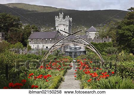 Stock Photo - Walled garden, Glenveagh Castle and Gardens, Glenveagh National Park, County Donegal, Ireland, Europe. Fotosearch