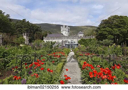 Stock Photography - Walled garden, Glenveagh Castle and Gardens, Glenveagh National Park, County Donegal, Ireland, Europe. Fotosearch