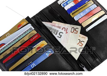 Wallet with various credit cards, bank cards, store cards, euro notes View Large Photo Image Stock Image - Wallet with various credit cards, bank cards, store cards, euro notes. Fotosearch