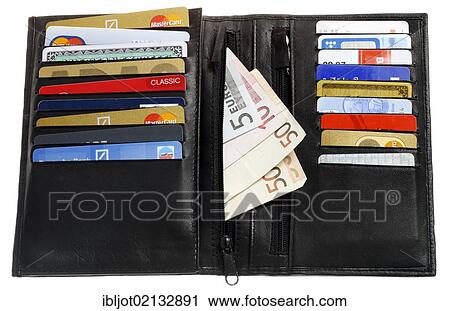 Wallet with various credit cards, bank cards, store cards, euro notes View Large Photo Image Stock Image - Wallet with various credit cards, bank cards, store cards, euro notes. Fotosearch