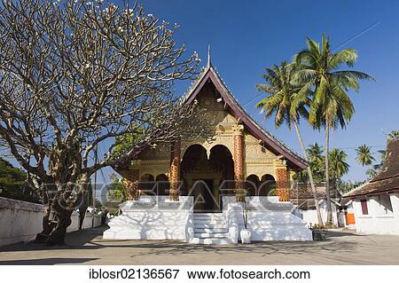 Stock Photo - Wat Sirimoungkhounsayaram Temple, Luang Prabang, UNESCO World Heritage Site, Laos, Indochina, Asia. Fotosearch