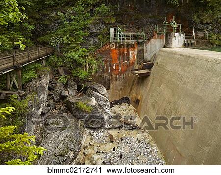 Stock Image - Weir at the Giessenbach stream near Breitenau, Bavaria, Germany, Europe. Fotosearch