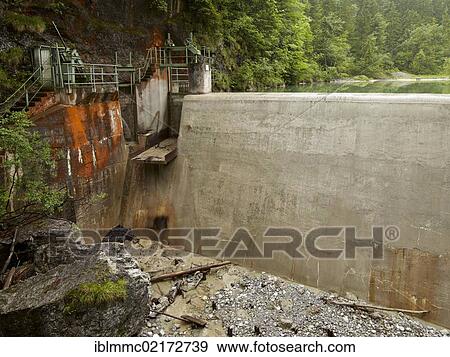Stock Photo - Weir at the Giessenbach stream near Breitenau, Bavaria, Germany, Europe. Fotosearch