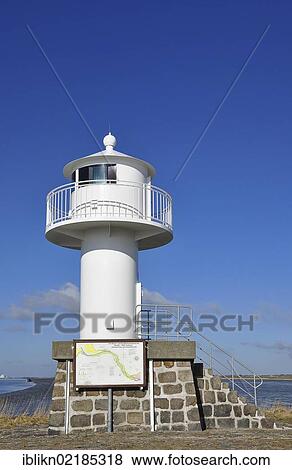 Stock Photo - White lighthouse, Glueckstadt, Schleswig-Holstein, Germany, Europe. Fotosearch
