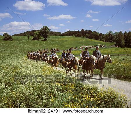 Whit's ride from Egling to Dettenhausen Toelzer Land, Upper Bavaria, Bavaria, Germany, Europe View Large Photo Image Stock Image - Whit's ride from Egling to Dettenhausen Toelzer Land, Upper Bavaria, Bavaria, Germany, Europe. Fotosearch