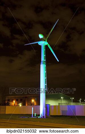 Wind generator at night lit by coloured lights on industrial estate, Morden, Surrey, England, United Kingdom, Europe View Large Photo Image Stock Image - Wind generator at night lit by coloured lights on industrial estate, Morden, Surrey, England, United Kingdom, Europe. Fotosearch