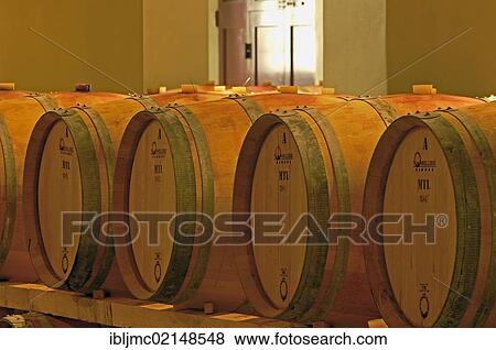 Stock Photo - Wine barrels, Chianti, Castello di Brolio cellar, Brolio Castle Cellar, Ricasoli Vineyard, Siena Province, Tuscany, Italy, Europe. Fotosearch