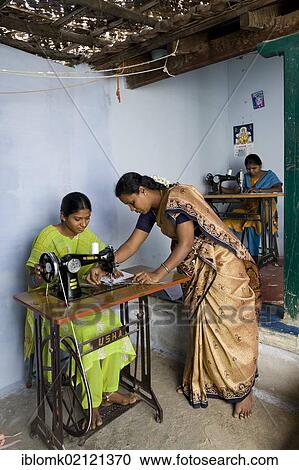 Young women are taught sewing and dressmaking under the supervision of a teacher, vocational and technical training, Nanniyur Pudhur near Karur, Tamil Nadu, India, Asia View Large Photo Image Stock Image - Young women are taught sewing and dressmaking under the supervision of a teacher, vocational and technical training, Nanniyur Pudhur near Karur, Tamil Nadu, India, Asia. Fotosearch