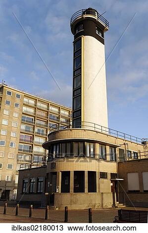 Stock Image - Zeemuseum Vuurtoren, lighthouse, Blankenberge, West Flanders, Belgium, Europe. Fotosearch