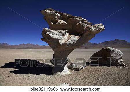 Stock Photography - Árbol de Piedra, tree of stone, Siloli Desert, Altiplano, Potosi, southern Bolivia, South America. Fotosearch