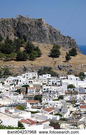 Stock Photo - Acropolis of Lindos, Lindos, Rhodos, Doedekanes, Greece, Europe. Fotosearch