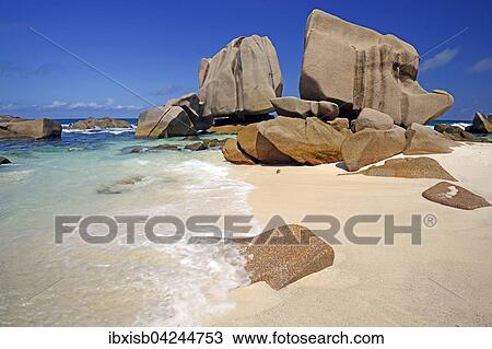 Anse Marron beach, also La Source Marron, with rocks, La Digue Island, Seychelles, Africa View Large Photo Image Stock Image - Anse Marron beach, also La Source Marron, with rocks, La Digue Island, Seychelles, Africa. Fotosearch
