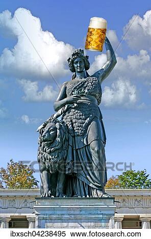 Bavaria statue with a beer mug, Oktoberfest, Munich, Bavaria, Germany, Europe View Large Photo Image Stock Photography - Bavaria statue with a beer mug, Oktoberfest, Munich, Bavaria, Germany, Europe. Fotosearch