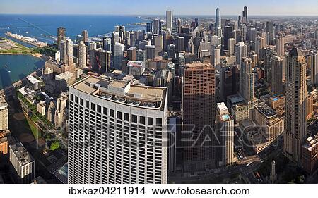 Chicago skyline, view from John Hancock Center, Chicago, Illinois, USA, North America View Large Photo Image Picture - Chicago skyline, view from John Hancock Center, Chicago, Illinois, USA, North America. Fotosearch