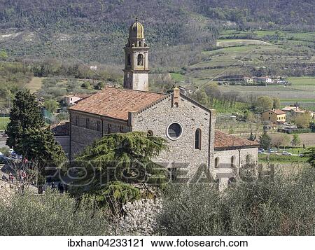 Stock Image - Church, Arqua Petrarca, Veneto, Veneto, Italy, Europe. Fotosearch