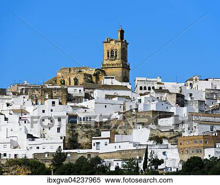 Church of San Pedro, White Town or Pueblo Blanco, Arcos de la Frontera, Andalucia, Spain, Europe View Large Photo Image Stock Photography - Church of San Pedro, White Town or Pueblo Blanco, Arcos de la Frontera, Andalucia, Spain, Europe. Fotosearch