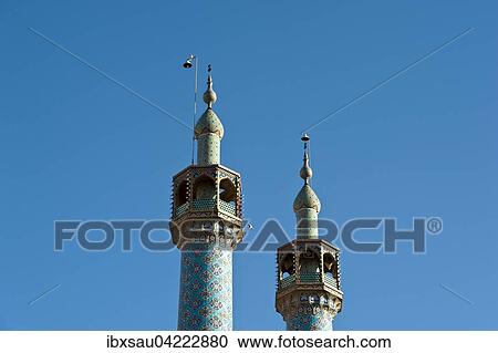 Decorated minarets, Jame mosque, Yazd, Iran, Asia View Large Photo Image Stock Image - Decorated minarets, Jame mosque, Yazd, Iran, Asia. Fotosearch