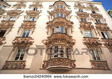 Facade, Helblinghaus with baroque stucco, 1725, Herzog-Friedrich-Strasse, Innsbruck, Tyrol, Austria, Europe View Large Photo Image Picture - Facade, Helblinghaus with baroque stucco, 1725, Herzog-Friedrich-Strasse, Innsbruck, Tyrol, Austria, Europe. Fotosearch