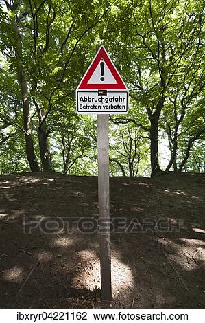 German warning sign, danger of landslide, Kreidekuste, island of Rugen, Baltic Sea, Mecklenburg-Western Pomerania, Germany, Europe View Large Photo Image Stock Image - German warning sign, danger of landslide, Kreidekuste, island of Rugen, Baltic Sea, Mecklenburg-Western Pomerania, Germany, Europe. Fotosearch