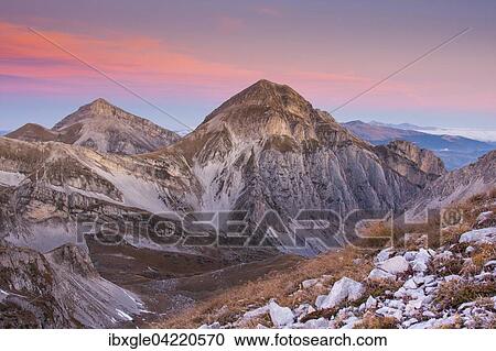 Gran Sasso and Monti della Laga National Park at sunrise, Campo Imperatore, Abruzzo, Italy, Europe View Large Photo Image Stock Image - Gran Sasso and Monti della Laga National Park at sunrise, Campo Imperatore, Abruzzo, Italy, Europe. Fotosearch
