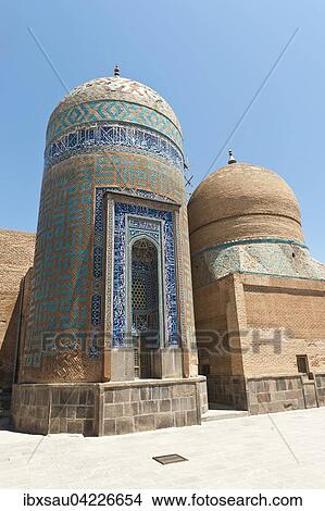 Grave tower, Safi-ad-Din Ardabili Mausoleum, Haram Khaneh living quarters on right, Ardabil, Iran, Asia View Large Photo Image Picture - Grave tower, Safi-ad-Din Ardabili Mausoleum, Haram Khaneh living quarters on right, Ardabil, Iran, Asia. Fotosearch