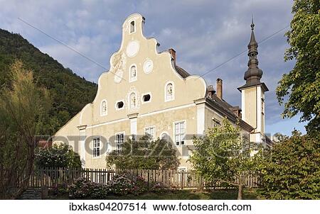 Historical Erlahof, baroque gabled facade, now a maritime museum, Spitz, Wachau, Waldviertel, Lower Austria, Austria, Europe View Large Photo Image Picture - Historical Erlahof, baroque gabled facade, now a maritime museum, Spitz, Wachau, Waldviertel, Lower Austria, Austria, Europe. Fotosearch