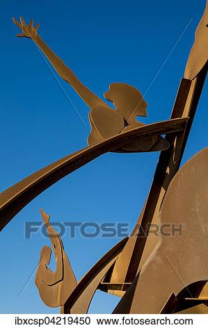 Stock Image - Homenatge a la natacio by Alfredo Lanz, sculpture, beach of Barceloneta, Barcelona, Catalonia, Spain, Europe. Fotosearch