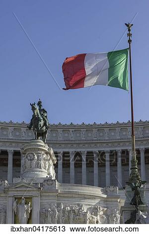 Italian flag in front of Vittorio Emmanuel II Monument, Rome, Lazio, Italy, Europe View Large Photo Image Stock Image - Italian flag in front of Vittorio Emmanuel II Monument, Rome, Lazio, Italy, Europe. Fotosearch