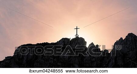 Kampenwand, summit with summit cross, Bavaria, Upper Bavaria, Germany, Europe View Large Photo Image Stock Photography - Kampenwand, summit with summit cross, Bavaria, Upper Bavaria, Germany, Europe. Fotosearch