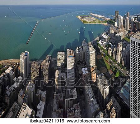 Lake Michigan and skyscrapers, view from John Hancock Center, Chicago, Illinois, USA, North America View Large Photo Image Stock Photograph - Lake Michigan and skyscrapers, view from John Hancock Center, Chicago, Illinois, USA, North America. Fotosearch