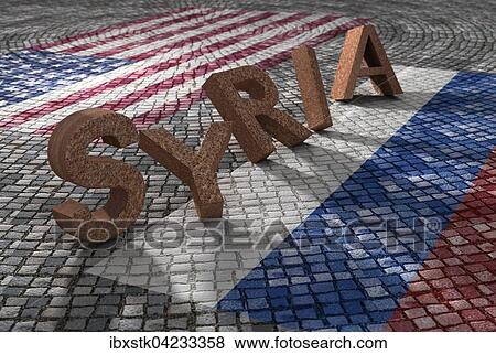 Letters spelling Syrien next to US and Russian flag, Syria, symbolical asylum, Asia View Large Photo Image Stock Photo - Letters spelling Syrien next to US and Russian flag, Syria, symbolical asylum, Asia. Fotosearch