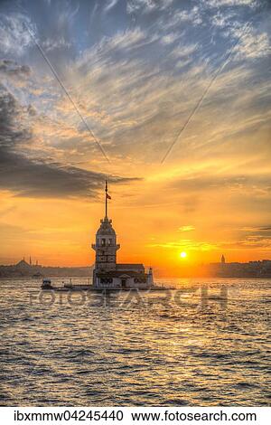 Lighthouse, Maiden's Tower, Kiz Kulesi, at sunset, island in the Bosporus, Uskudar, Istanbul Turkey View Large Photo Image Stock Image - Lighthouse, Maiden's Tower, Kiz Kulesi, at sunset, island in the Bosporus, Uskudar, Istanbul Turkey. Fotosearch
